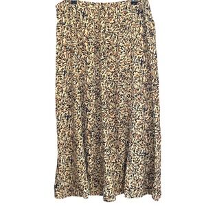 Vintage 90s Bechamel Earth Tone Boho Floral Maxi Skirt Sz 16 Rayon Flowy